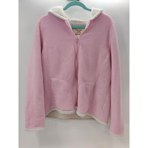 Faded Glory Womens Pink Sherpa Lined Cozy Fleece Zip Up Hoodie Jacket XL